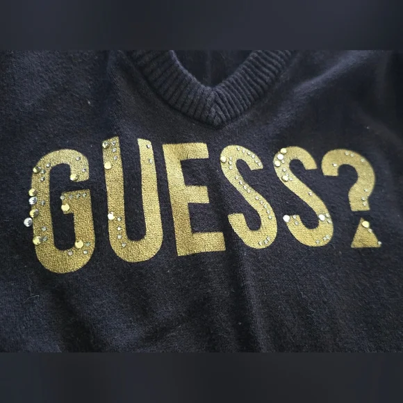 GUESS Sweater Bundle Womens M Logo V Neck + Striped Embellished Sweater - Picture 3 of 11